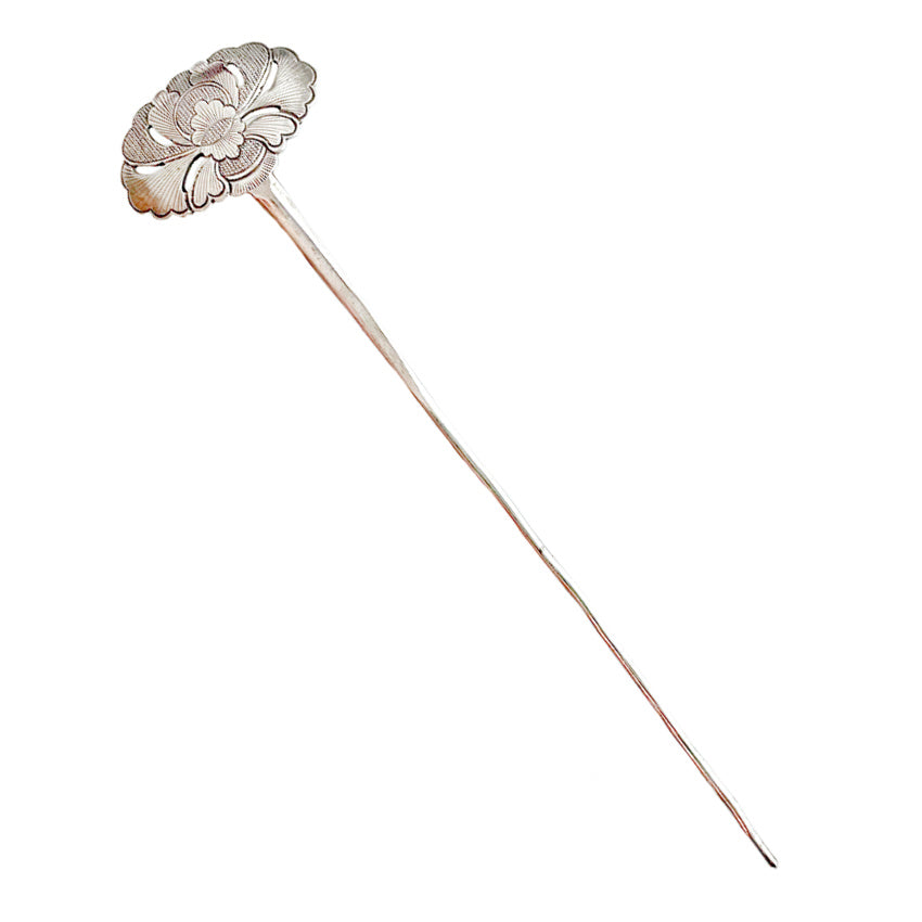 Antique Silver Floral One Point Hair Pin