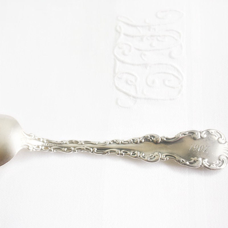 Antique Sterling Silver Five O'clock Spoon French Scrolls 1907