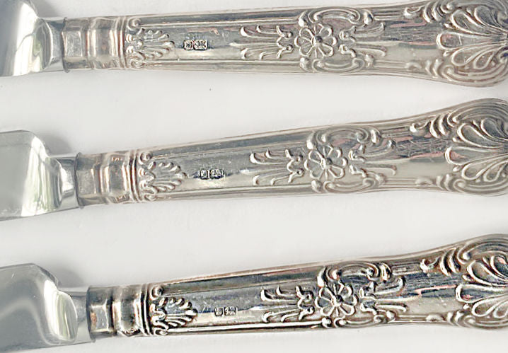 English Sterling Silver Tea Dessert Knife Set Boxed