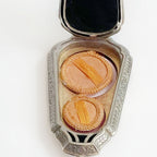1920s antique dance compact rouge powder mirror original puff interior