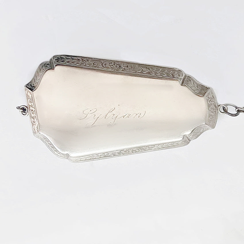 Rare early 20th century silver powder dance compact collectible Art Deco engraved