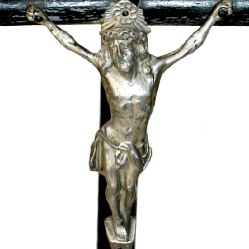 Antique French Napoleon III Ebonized Wood Crucifix