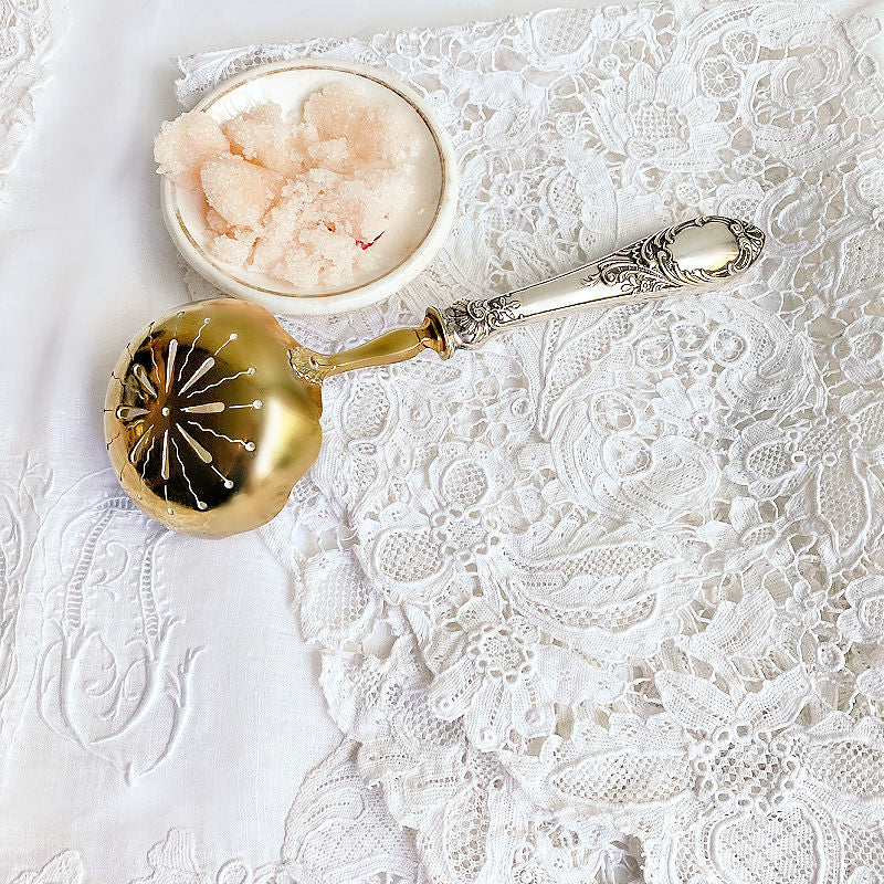 Antique Continental Sterling Silver &amp; Vermeil Sugar Sifter Spoon