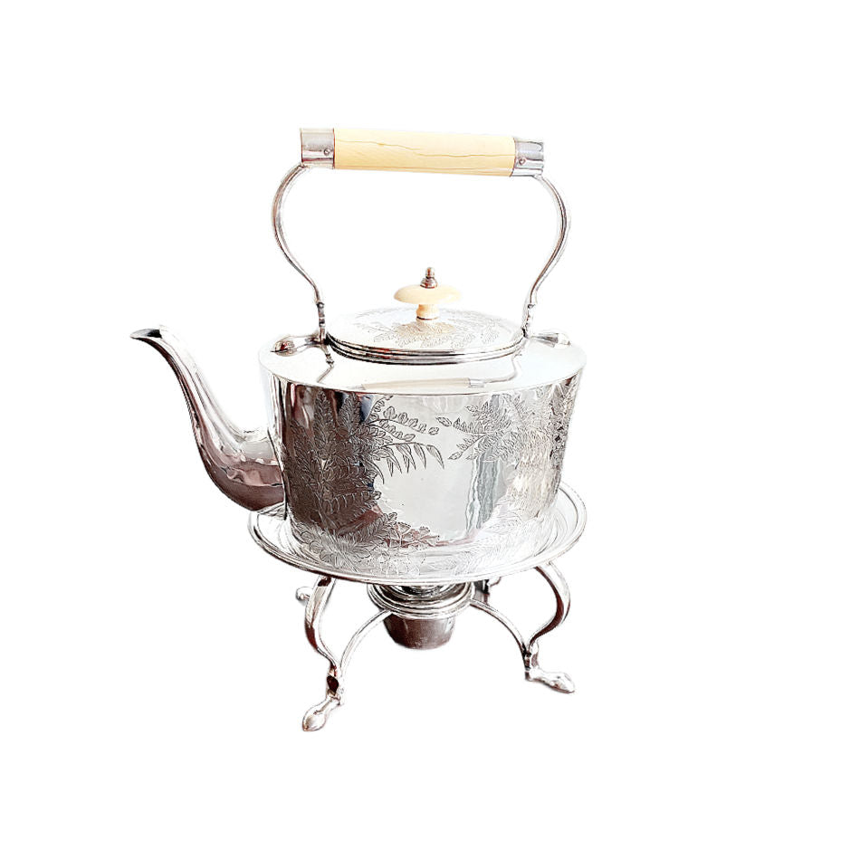 Antique Victorian Silver Pot with spirit kettle on stand