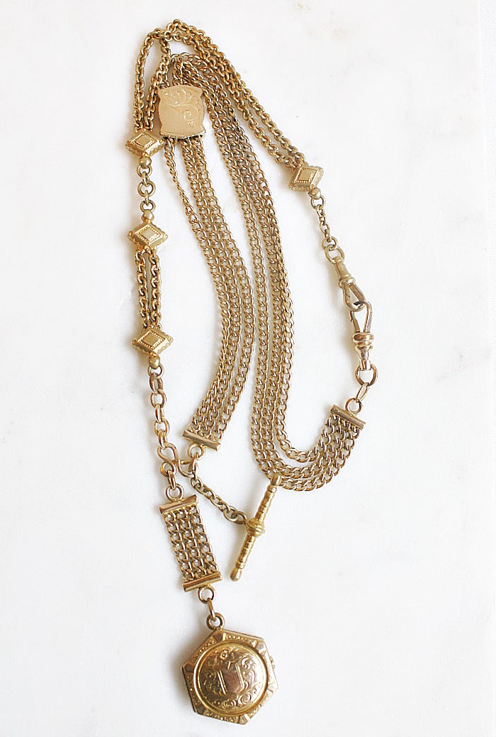 Antique gold chain with pendant sales