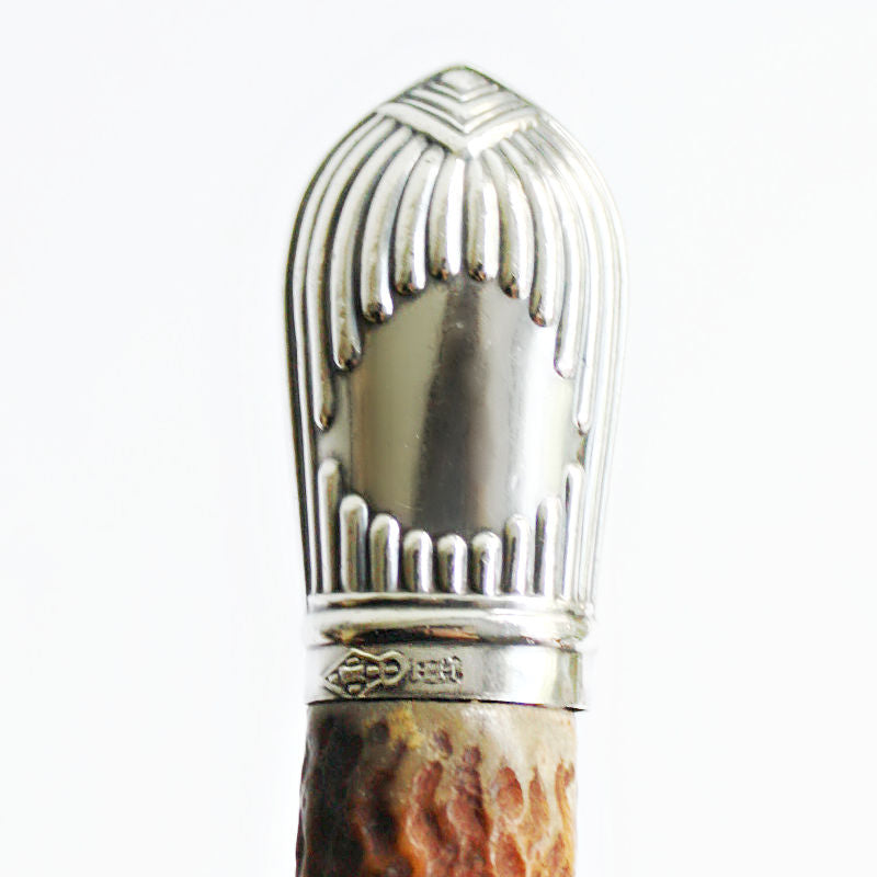 Antique Stag Horn Handled Stilton Server with Sterling Silver Mount