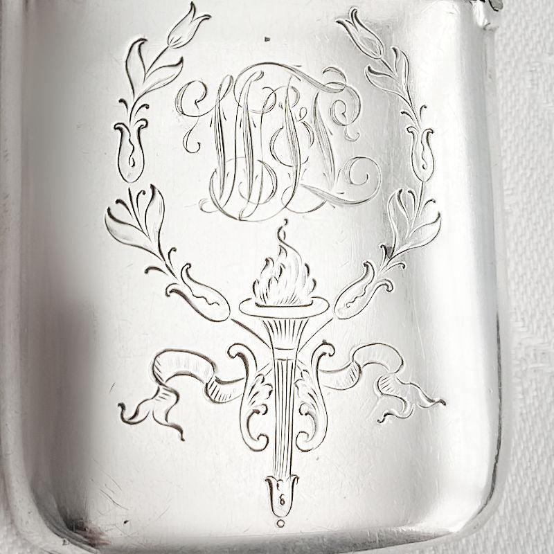 Antique Sterling Silver Vesta Case Monogrammed W J L