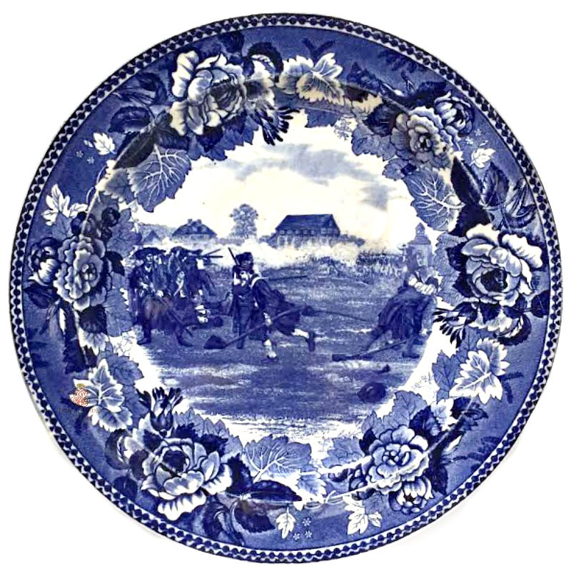 Antique Wedgwood Cobalt Blue Transfer American Revolutionary War Plate