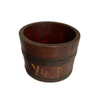 Antique metal-bound oak bucket with rich dark brown patina. Solid oak with iron bands, perfect for rustic decor, floral styling, or display.