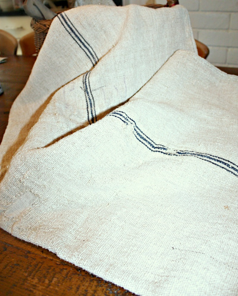 19th Century French Hand Woven Heavy Linen Grain Sack