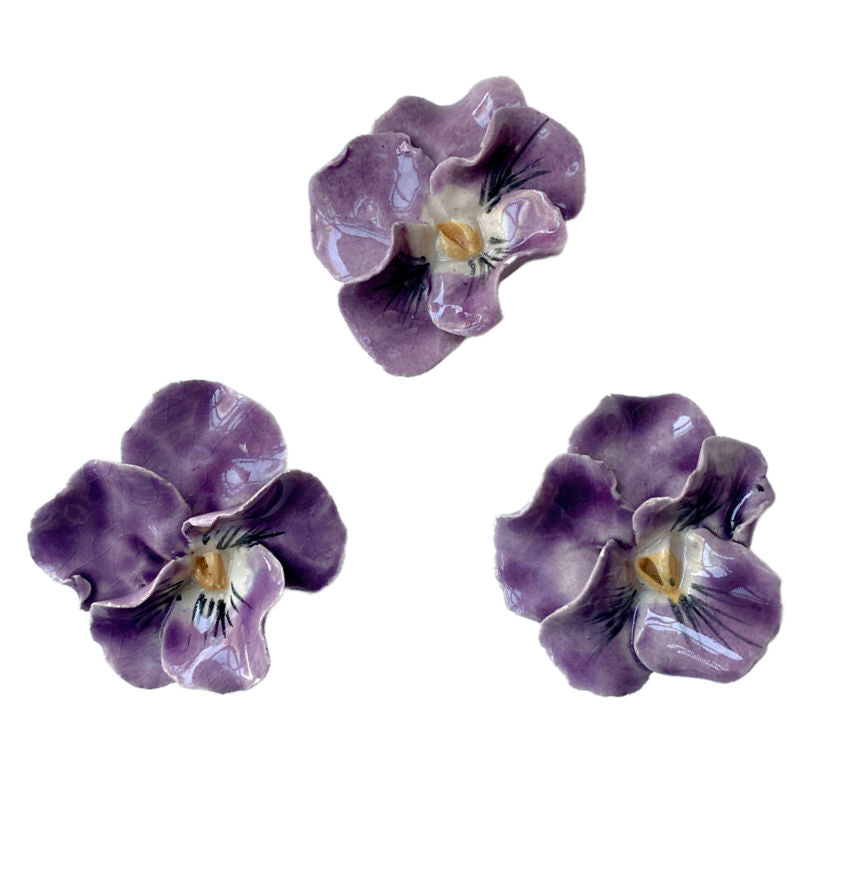 Antique French Majolica Pansies Lavender Purple