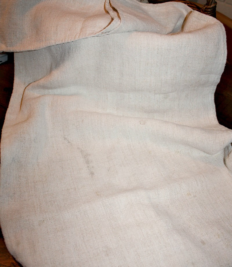 Antique French Hand Woven Linen Grain Sack Monogram K I