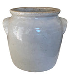 Antique French Provincial Glazed Earthenware Crock with Scalloped Handles
