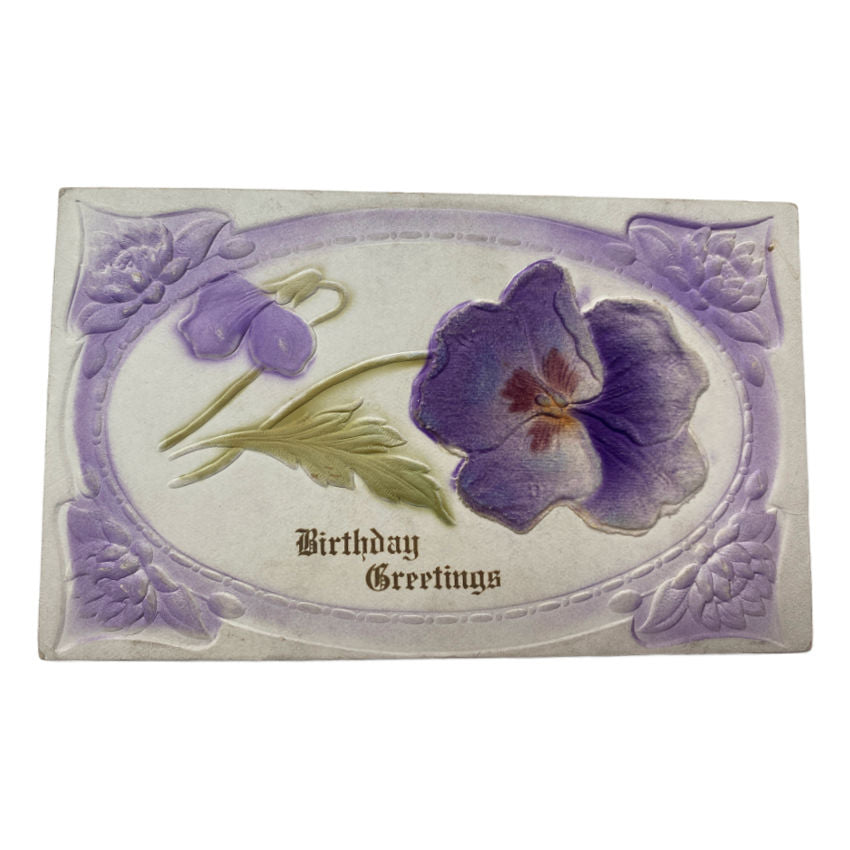 Antique Velvet Pansy Postcard