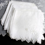 Elegant vintage Madeira napkin set with hand stitched floral embroidery