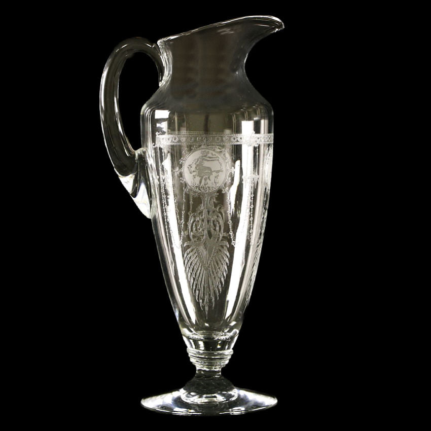 Exceptional Antique Etched Glass Pitcher