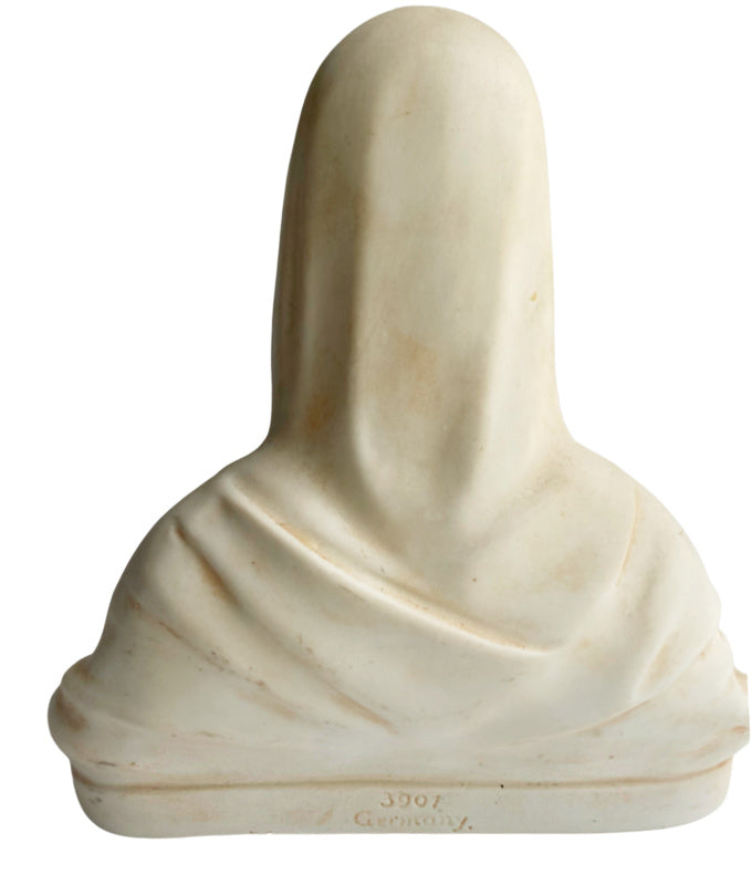Antique cream bisque porcelain religious figure back detail