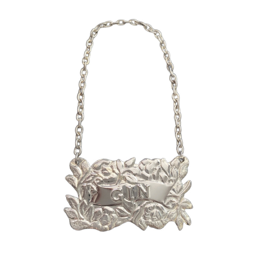 Vintage Silver Gin Label