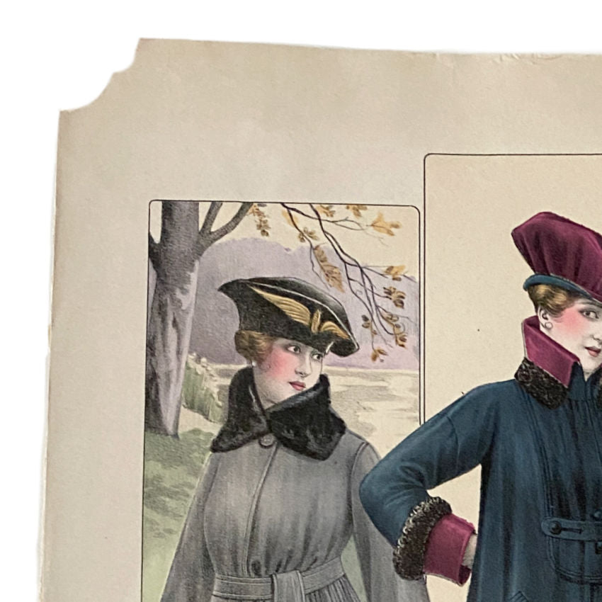 Antique Parisian La Femme Chic Chromolithograph Fashion Print Hiver 1916-Pl.9