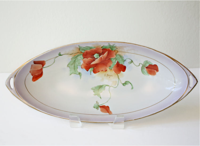 antique RUDOLSTADT hand painted poppies celery