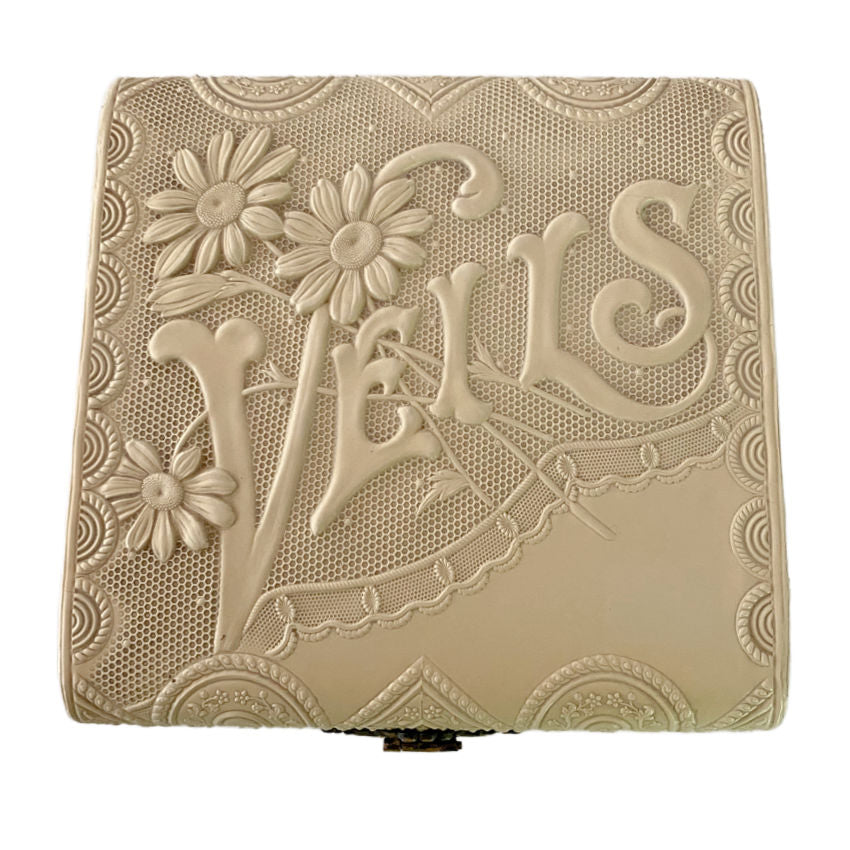 Antique Celluloid Embossed Box for Hat Veils