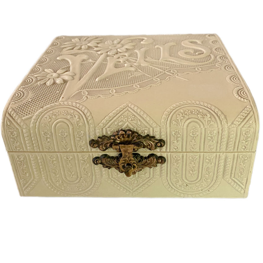 Antique Celluloid Embossed Box for Hat Veils