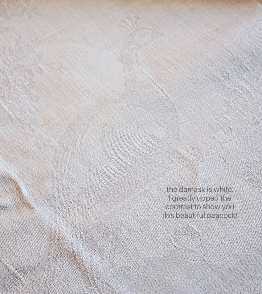 Art Deco Damask Tablecloth with Monograms &amp; 12 Napkins