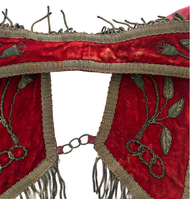 Antique Regalia Red Velvet Silk and Metallic Embroidered Collar 1800's