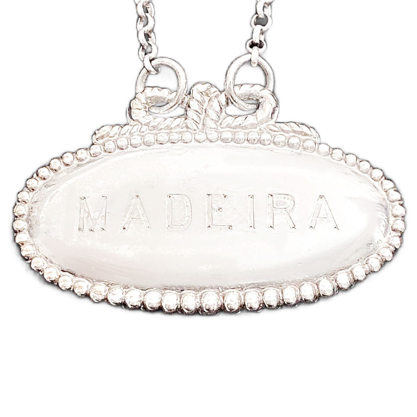 Vintage Silver Wine Label Madeira with Bow