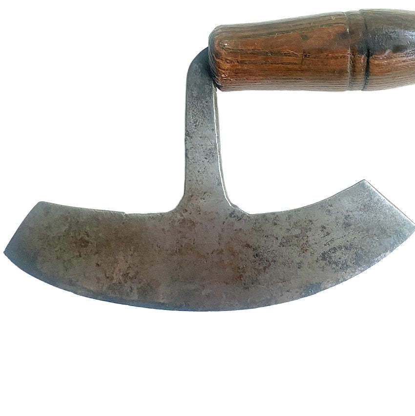 19th Century French Country Hand Forged Crescent Shaped Blade Chopper