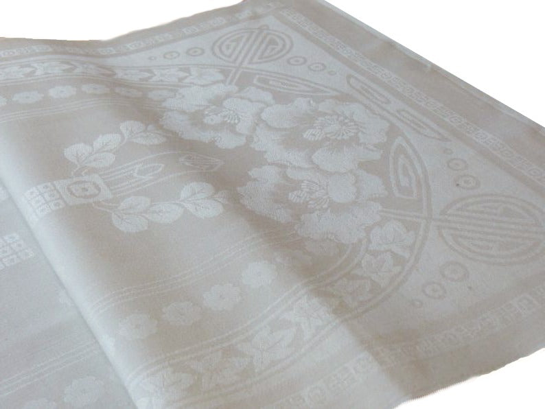 Antique Art Nouveau Floral Damask Tea Towel