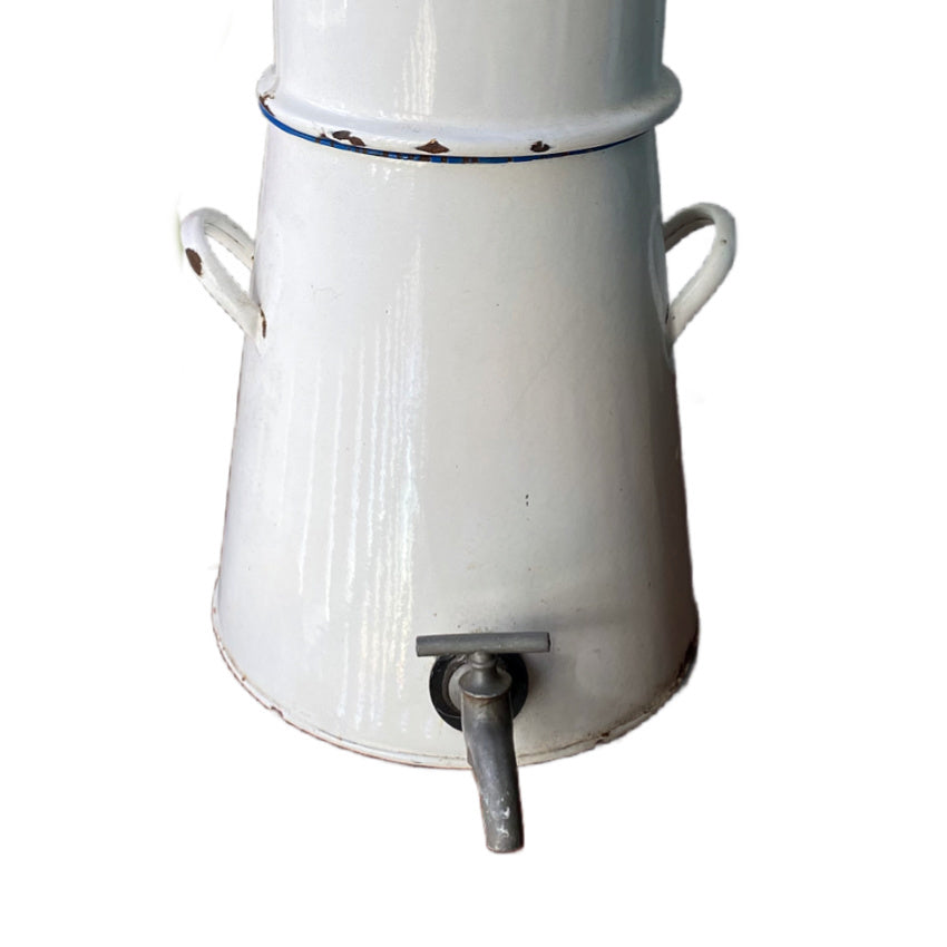 Antique French Huge Enameled White Hotel Coffee Pot