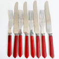Vintage Red Bakelite Flatware Set for 4