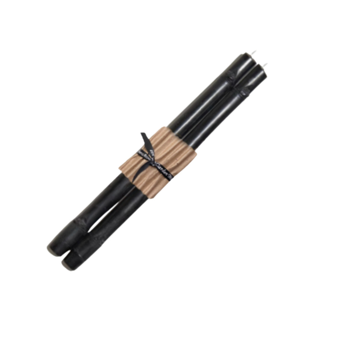 Hand Made Bamboo Beeswax Taper Candles Pair Black