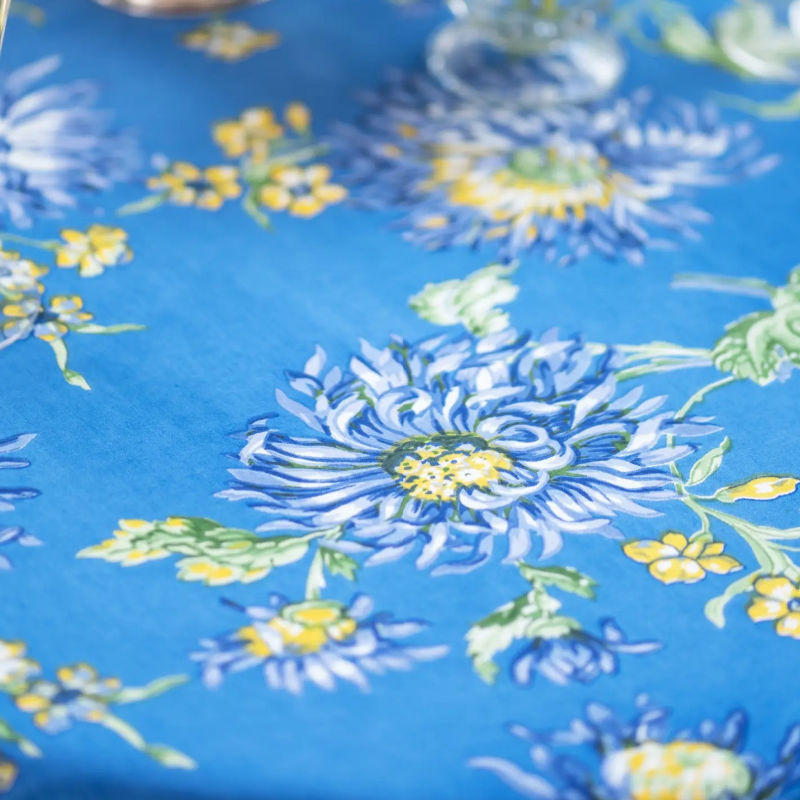 French Provencal Blue Garden Tablecloth