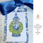 Blue Chinoiserie Christmas Tags & Ribbon Set