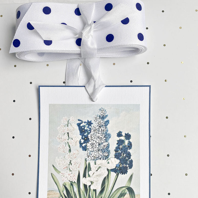 Blue Blooming Bulbs Tag Set of 6 & Ribbon