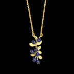 Blueberry necklace in patinated bronze, nature-inspired berry pendant with botanical detail, perfect for layering and woodland jewelry styling glass blue blueberries close up