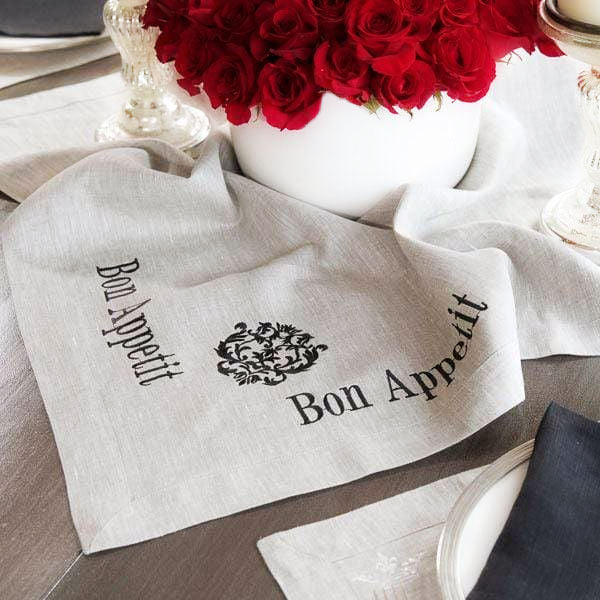 European Natural Linen Bon Appetit Table Topper