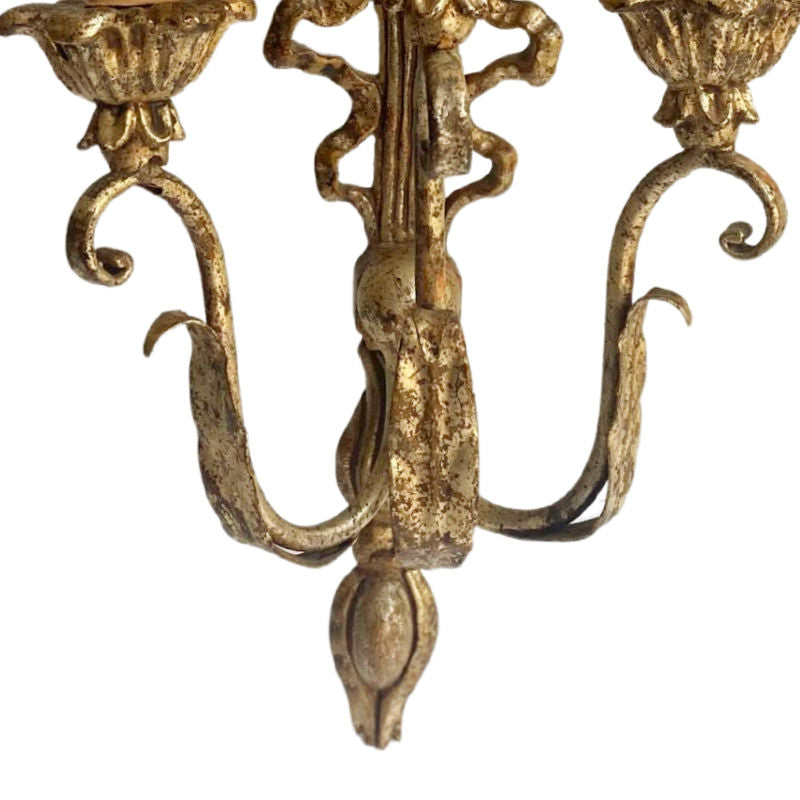 Gilt-wood Louis XVI Style Single Three Light Sconce