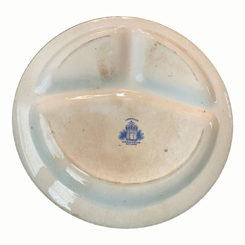 Antique Staffordshire Blue &amp; White Divided Transfer Plate