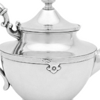 Antique silver plated teapot with Art Deco detailing and hammered band detail