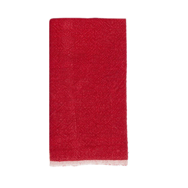 Hand Spun Linen Tea Towel red