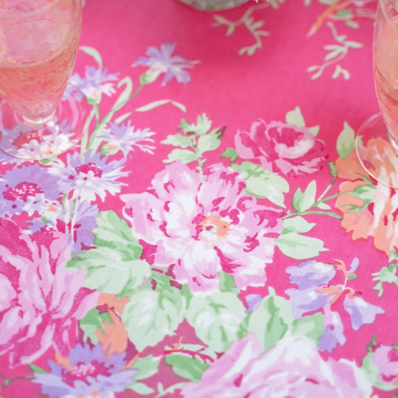 Pink cottage rose tablecloth