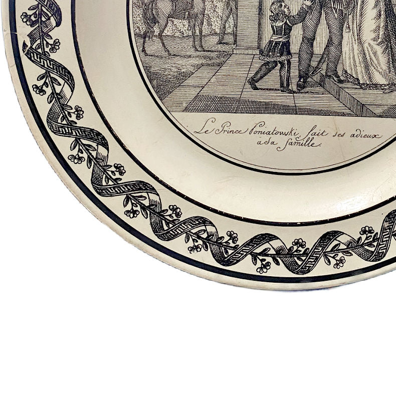 19th Century French Creamware Faïence Plate Prince Joseph Poniatowski