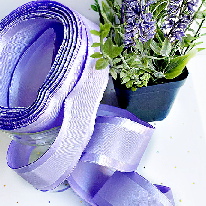 French wired Lavender grosgrain ribbon with satin edges for easy, luxurious gift wrapping and for home decor.