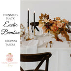 Hand Made Bamboo Beeswax Taper Candles Pair Black
