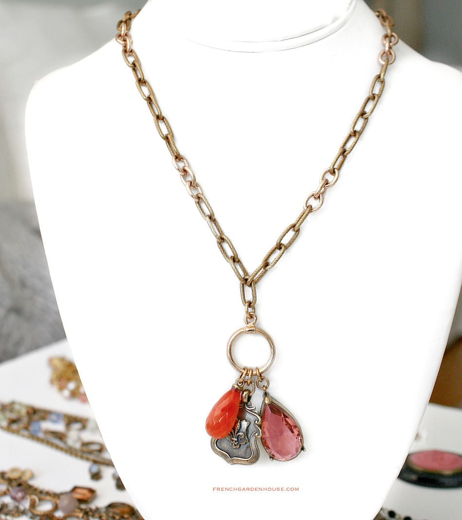 Extasia Fleur de Lis and Crystal Necklace