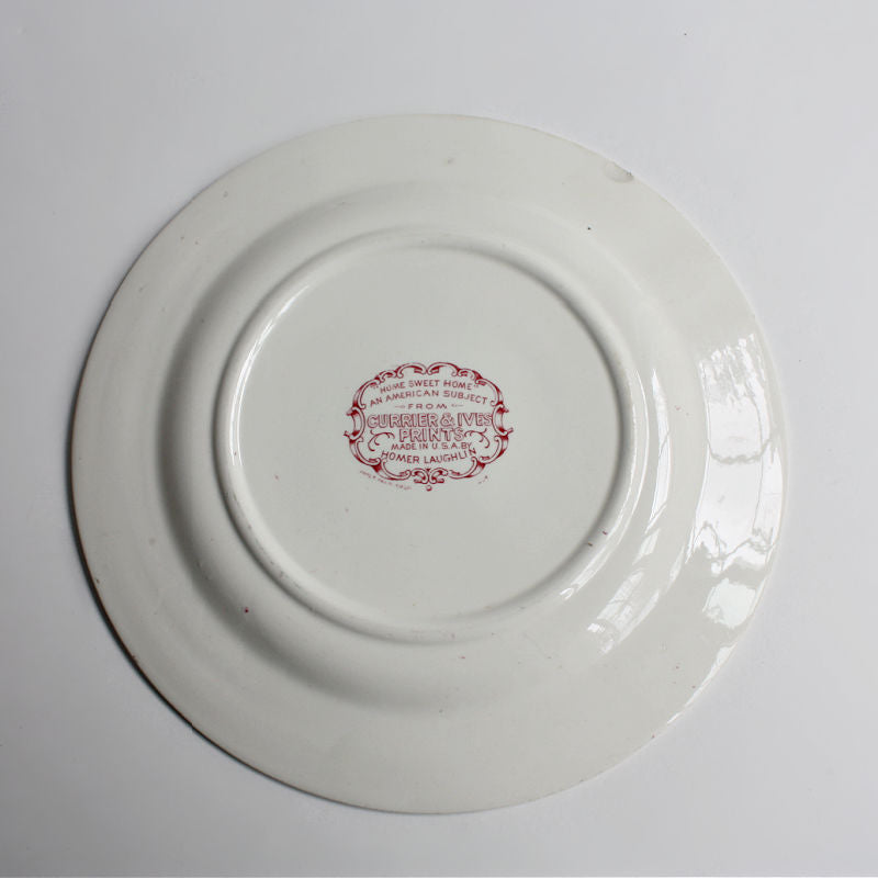 Vintage Red Transfer Farmhouse Large Plates Set of 2