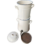 Antique French Huge Enameled White Hotel Coffee Pot